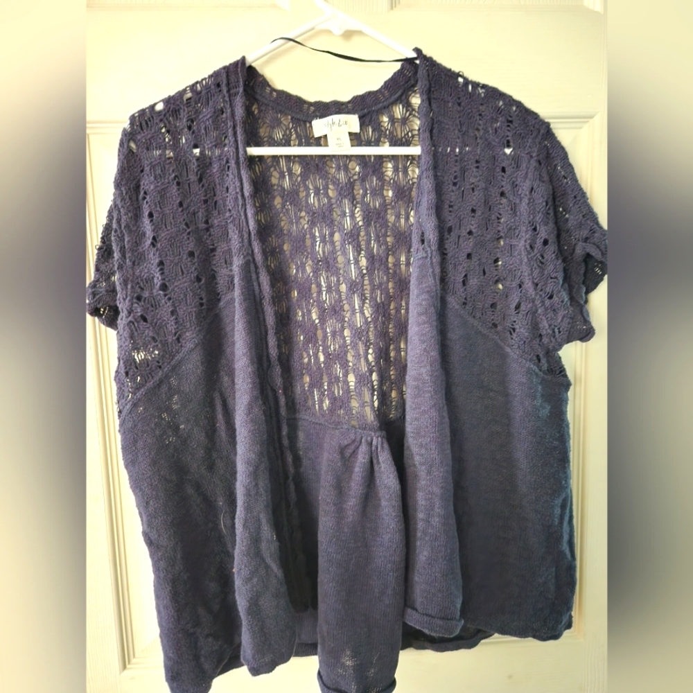 Style & Co. Women's Navy Blue Open-Front Cardigan